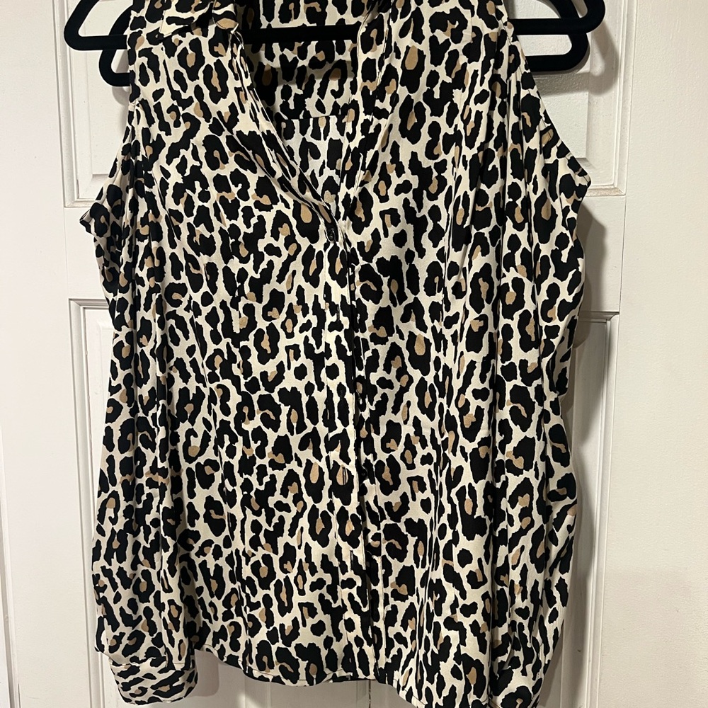 Cache Animal Print Sleeveless Blouse